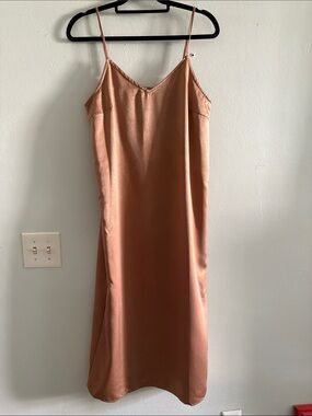 Vila Satin Slip Dress in Warm Copper M NWT